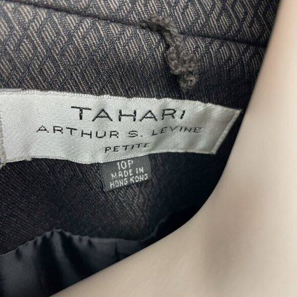 Tahari ASL Levine Petite Green Black Geometric Print Longline Jacket Coat 10P‎ - Picture 8 of 9